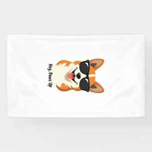 Vintage Hey, Paws Up Corgi with Sunglasses Cute Do Banner
