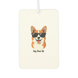 Vintage Hey, Paws Up Corgi with Sunglasses Cute Do Car Air Freshener