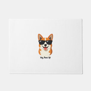 Vintage Hey, Paws Up Corgi with Sunglasses Cute Do Doormat