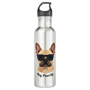 Vintage Hey, Paws Up French Bulldog Sunglasses Gra 710 Ml Water Bottle