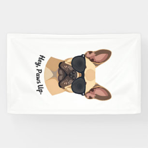 Vintage Hey, Paws Up French Bulldog Sunglasses Gra Banner