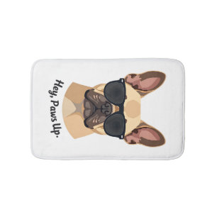 Vintage Hey, Paws Up French Bulldog Sunglasses Gra Bath Mat