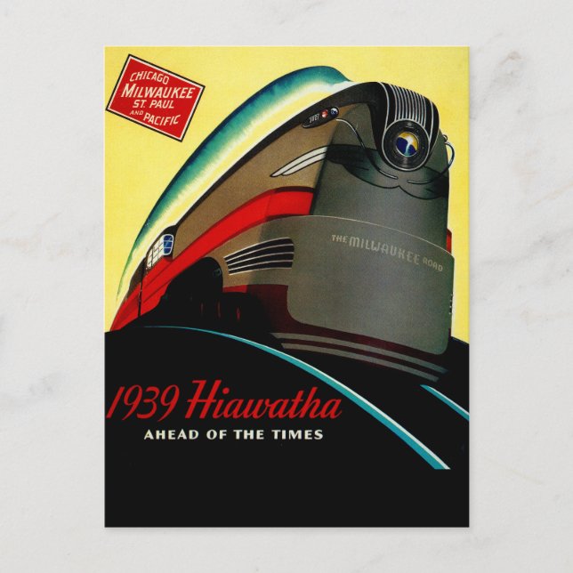 Vintage Hiawatha Streamlined Train Postcard (Front)