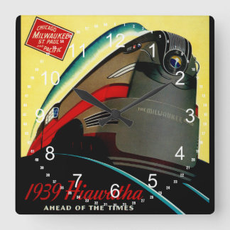 Vintage Hiawatha Streamlined Train Square Wall Clock