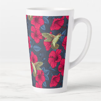 Vintage Hibiscus Botanical and Hummingbird Latte Mug