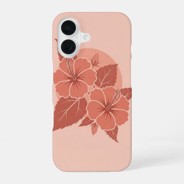 Vintage Hibiscus Duo iPhone 16 Case (Back)
