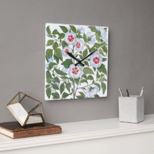 Vintage Hibiscus Flowers by Basilius Besler Square Wall Clock