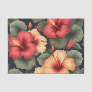 Vintage Hibiscus Flowers Pattern Tissue Paper