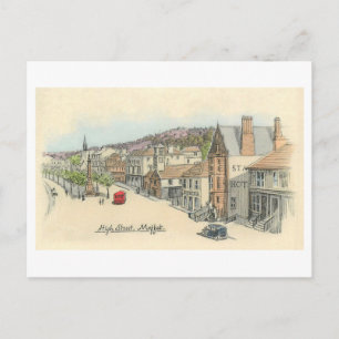 Vintage High Street, Moffat, Scotland Postcard
