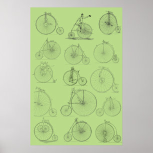 Vintage High Wheeler Bicycles Patent Art Poster