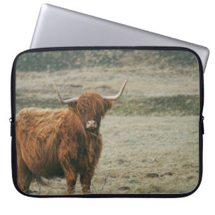 VINTAGE HIGHLAND CATTLE COW PHOTO LAPTOP SLEEVE