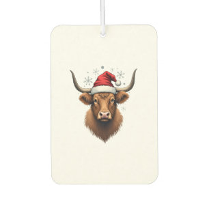 Vintage Highland Cow Christmas Design with Santa H Car Air Freshener