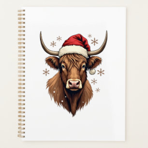 Vintage Highland Cow Christmas Design with Santa H Planner