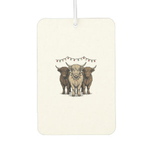 Vintage Highland Cow Christmas Lights Shirt_1 Car Air Freshener
