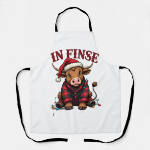 Vintage Highland Cow Christmas Shirt Design In Fi Apron