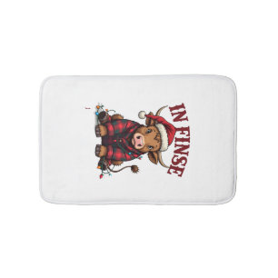Vintage Highland Cow Christmas Shirt Design In Fi Bath Mat