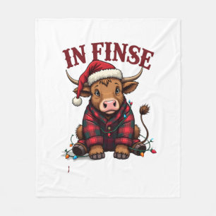 Vintage Highland Cow Christmas Shirt Design In Fi Fleece Blanket