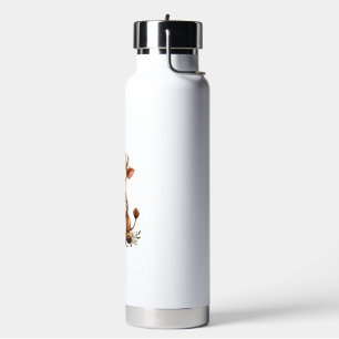 Vintage Highland Cow Coffee Lover Watercolor Cute Water Bottle