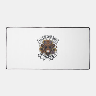 Vintage Highland Cow Floral Crazy Quote Design_1 Desk Mat