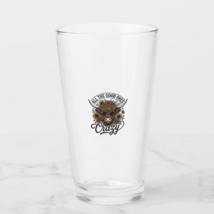 Vintage Highland Cow Floral Crazy Quote Design_1 Glass