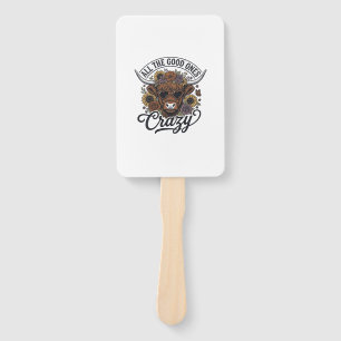Vintage Highland Cow Floral Crazy Quote Design_1 Hand Fan