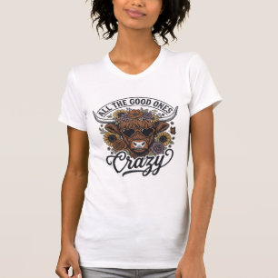 Vintage Highland Cow Floral Crazy Quote Design_1 T-Shirt