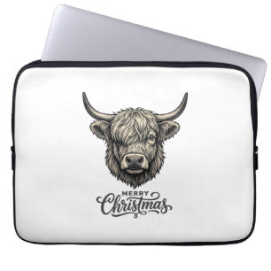 Vintage Highland Cow Merry Christmas Shirt_1 Laptop Sleeve