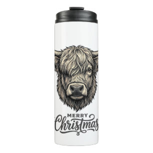 Vintage Highland Cow Merry Christmas Shirt_1 Thermal Tumbler