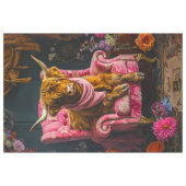 Vintage Highland Cow Pink Chair Decoupage Tissue Paper 