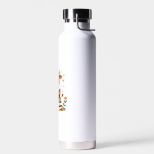 Vintage Highland Cow Reading Books Floral Cute Boo Water Bottle