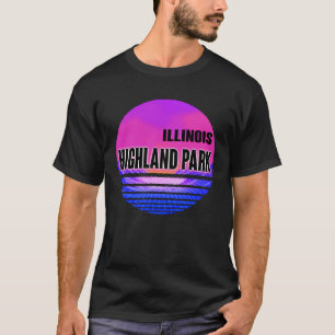 Vintage Highland Park  Vaporwave Illinois T-Shirt