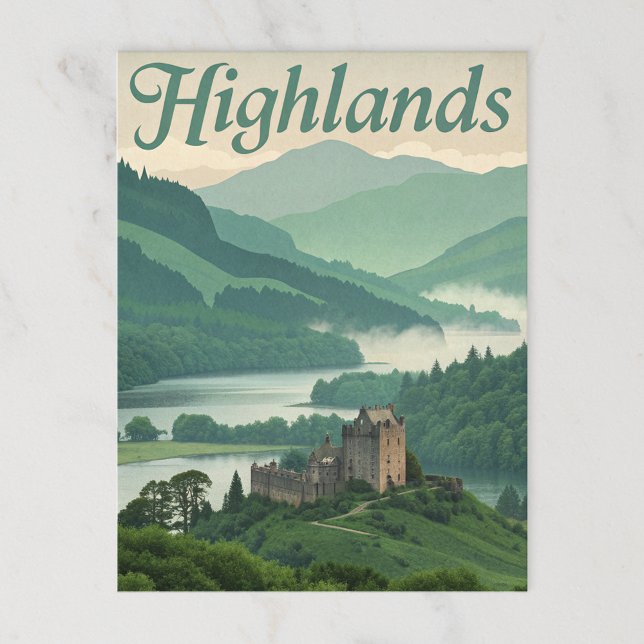 Vintage Highlands Misty Loch & Castle Postcard (Creator Uploaded)
