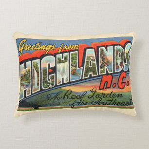 Vintage Highlands NC Postcard Decorative Cushion