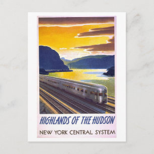 Vintage Highlands of the Hudson Train Poster Postcard