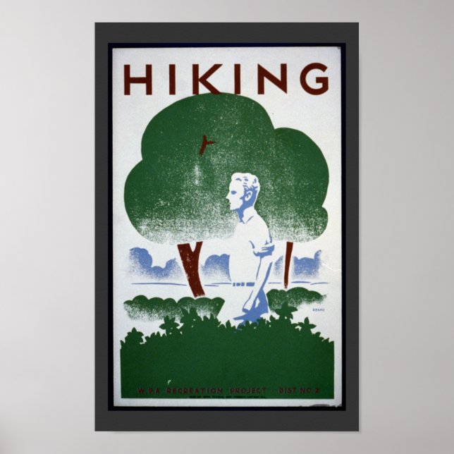 Vintage Hiking Art Poster (Front)