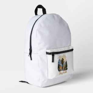 Vintage Hiking with Dog Retro Badge Hike Stay Wild Printed Backpack