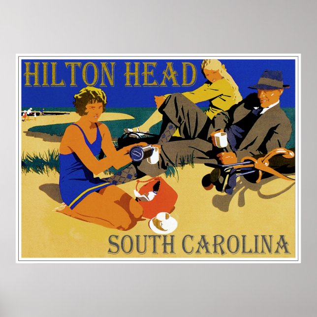 Vintage Hilton Head Beach Scene Poster (Front)