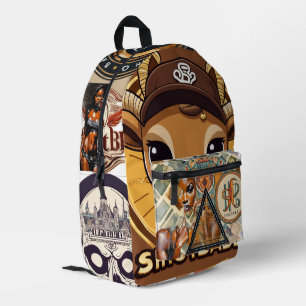 Vintage Hip-Hop Print Cut Sew Backpack