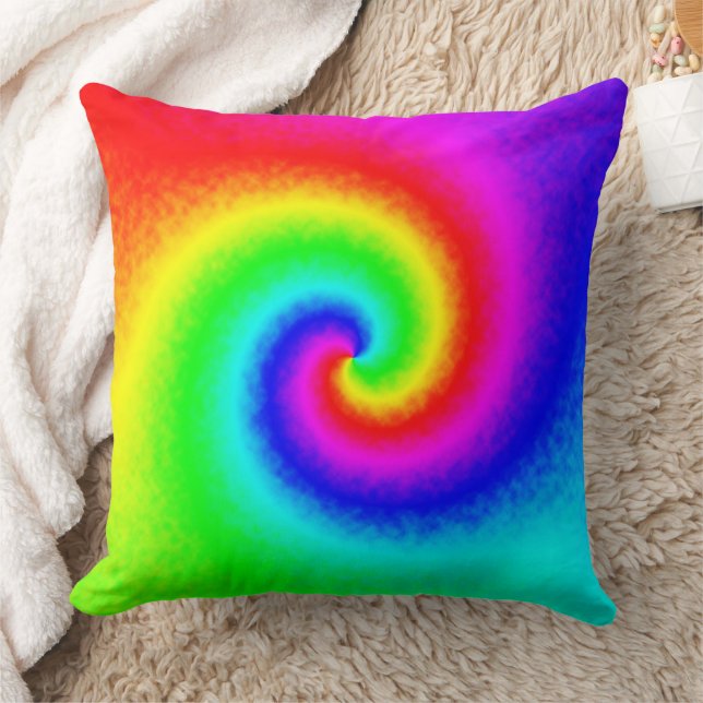 Vintage Hippie Boho Tie Dye Psychedelic Twirl Cushion (Blanket)