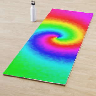 Vintage Hippie Boho Tie Dye Psychedelic Twirl Yoga Mat