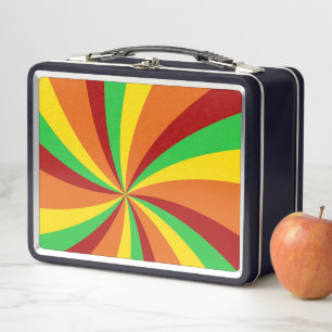 Vintage Hippie Retro Style Swirls Pattern Metal Lunch Box
