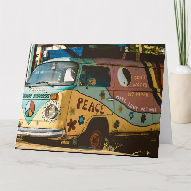 VINTAGE HIPPIE VAN FUNNY GREETING BIRTHDAY CARD (Front)
