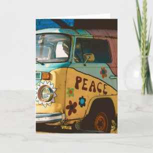 VINTAGE HIPPIE VAN HELLO GREETING CARD