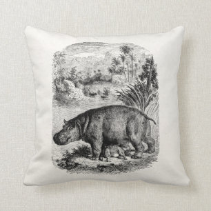 Vintage Hippopotamus Baby Personalised Retro Hippo Cushion