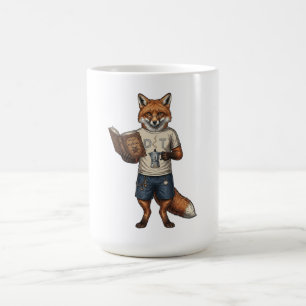 Vintage Hipster Fox Coffee Brewer & Book Reader Mug