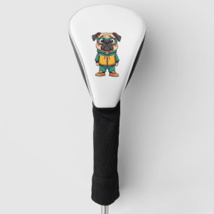 Vintage Hipster Pug Dog Cartoon Streetwear Graphic Golf Head Cover