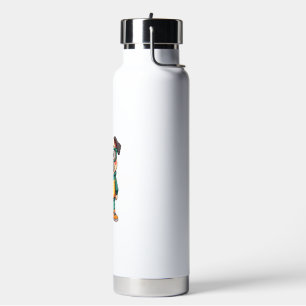 Vintage Hipster Pug Dog Cartoon Streetwear Graphic Water Bottle