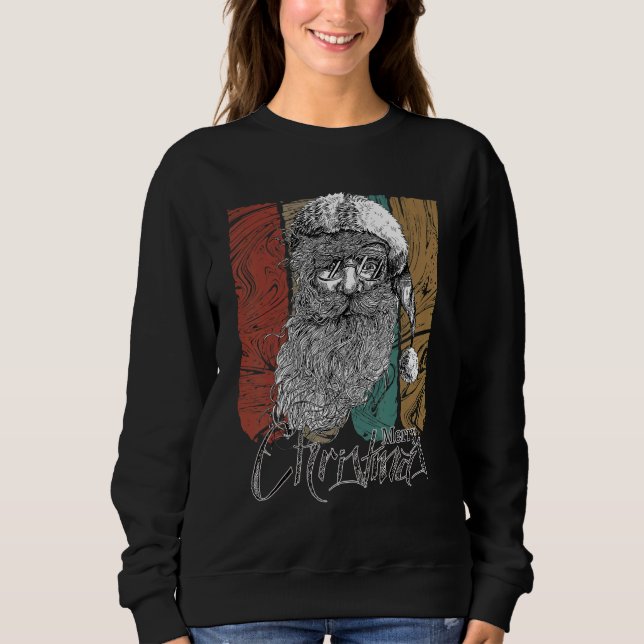 Vintage Hipster Santa Claus Xmas Sweatshirt (Front)
