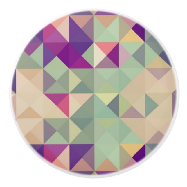 Vintage Hipsters Geometric Pattern. Ceramic Knob (Front)