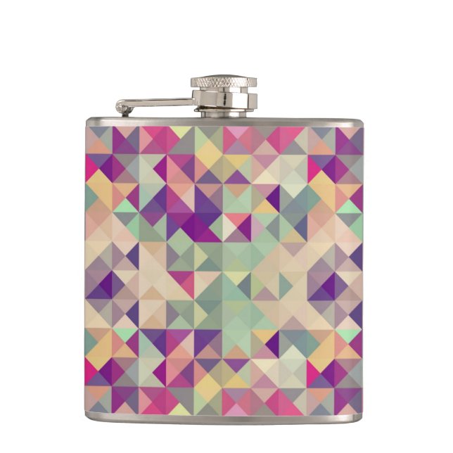 Vintage Hipsters Geometric Pattern. Hip Flask (Front)